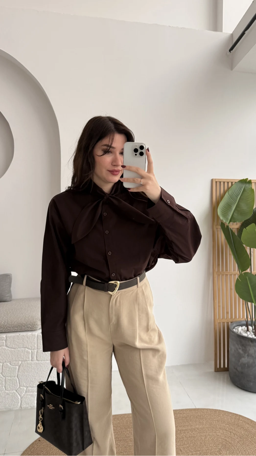 Robert Fular Yakalı Gömlek - Acı Kahve - Kod: 5407