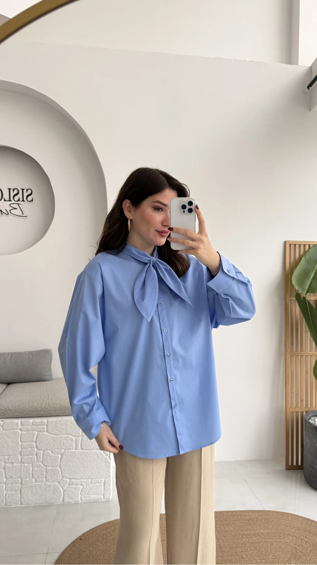 Robert Fular Yakalı Gömlek - Mavi - Kod: 5407