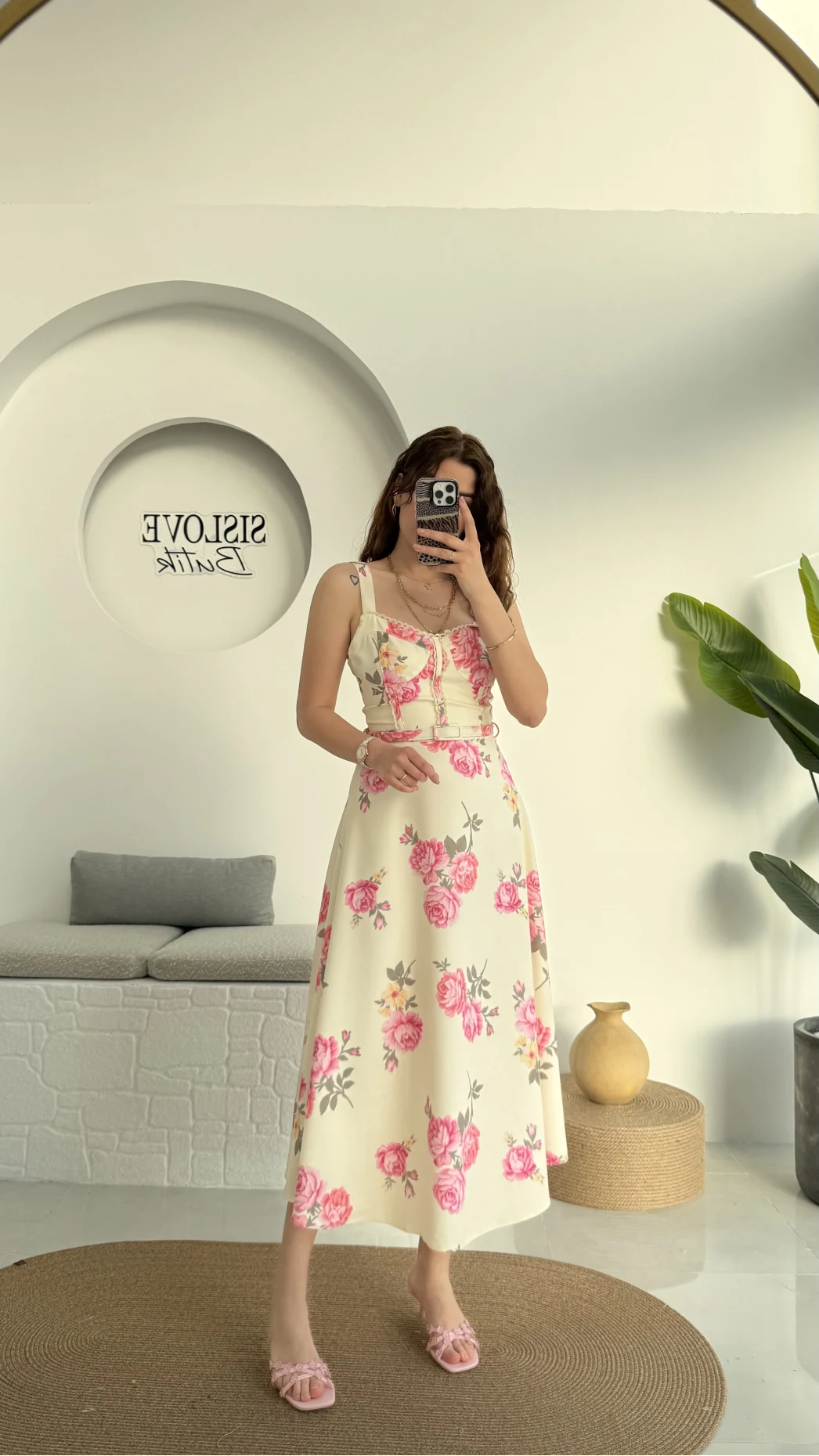 Rosa Kemerli Elbise - Ekru - 8582