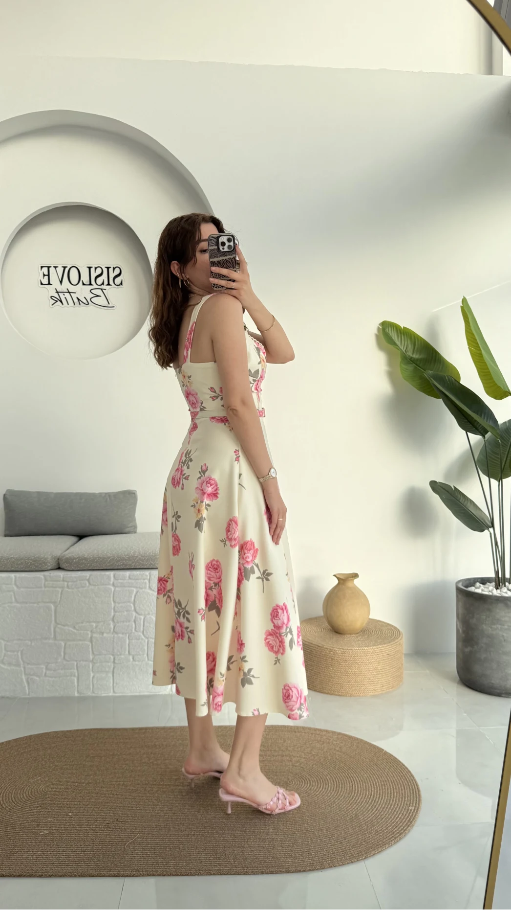 Rosa Kemerli Elbise - Ekru - 8582