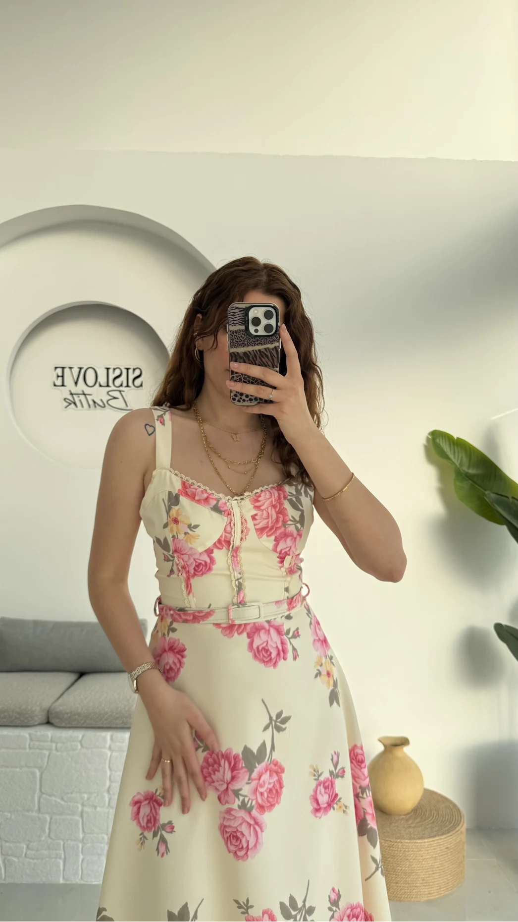 Rosa Kemerli Elbise - Ekru - 8582