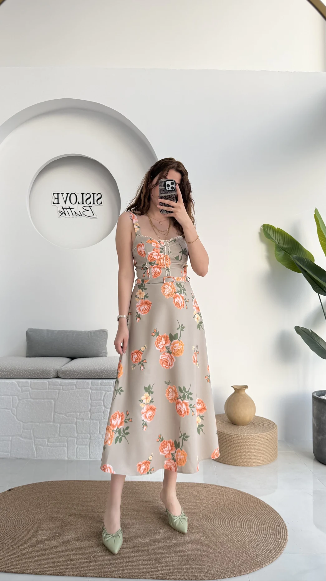 Rosa Kemerli Elbise - Haki - 8582