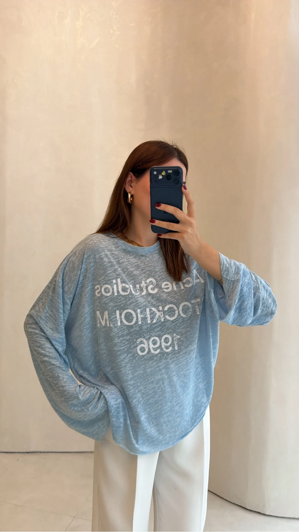Rowe Baskı Detay Tshirt - Mavi - Kod: 1113