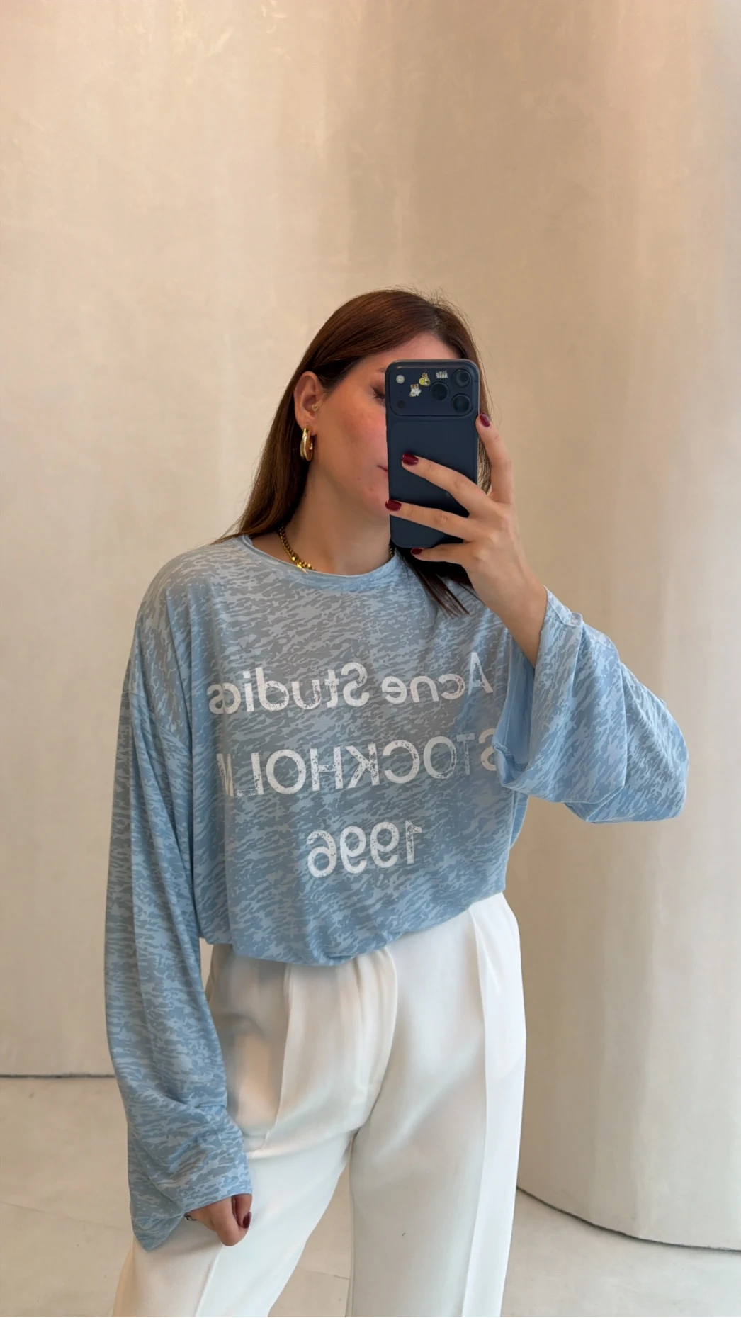 Rowe Baskı Detay Tshirt - Mavi - Kod: 1113