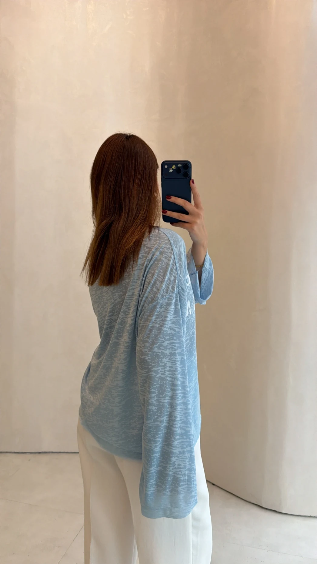 Rowe Baskı Detay Tshirt - Mavi - Kod: 1113