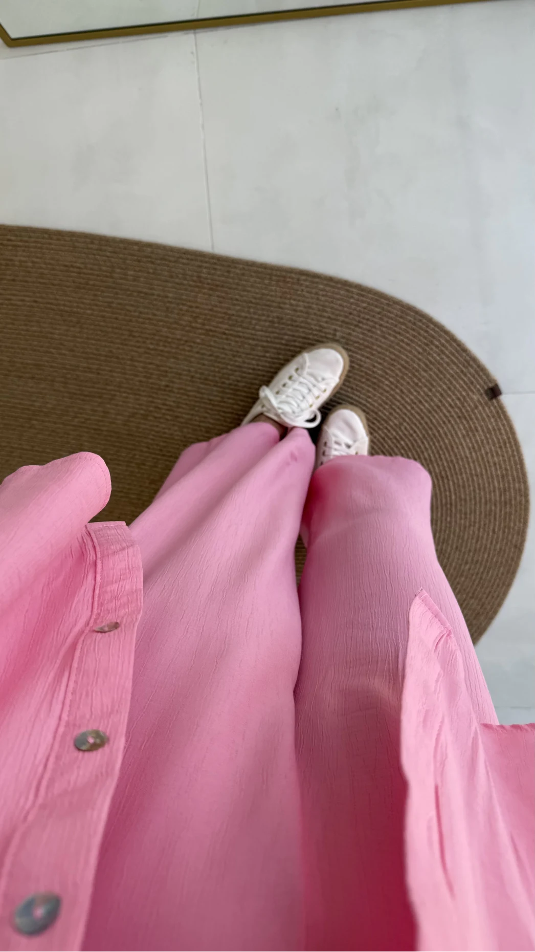 Roxy Gofre Gömlek Pantolon Takım - Pembe - 8008