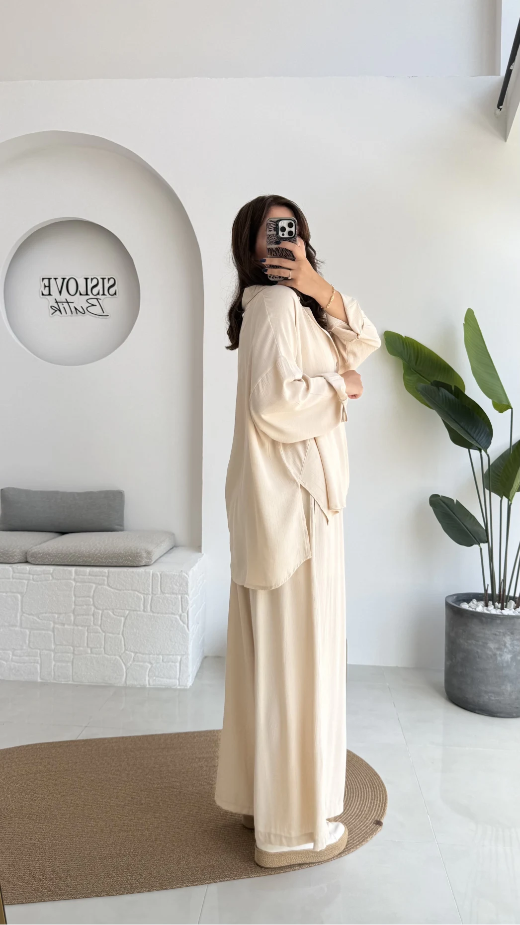 Roxy Gofre Gömlek Pantolon Takım - Taş - 8008