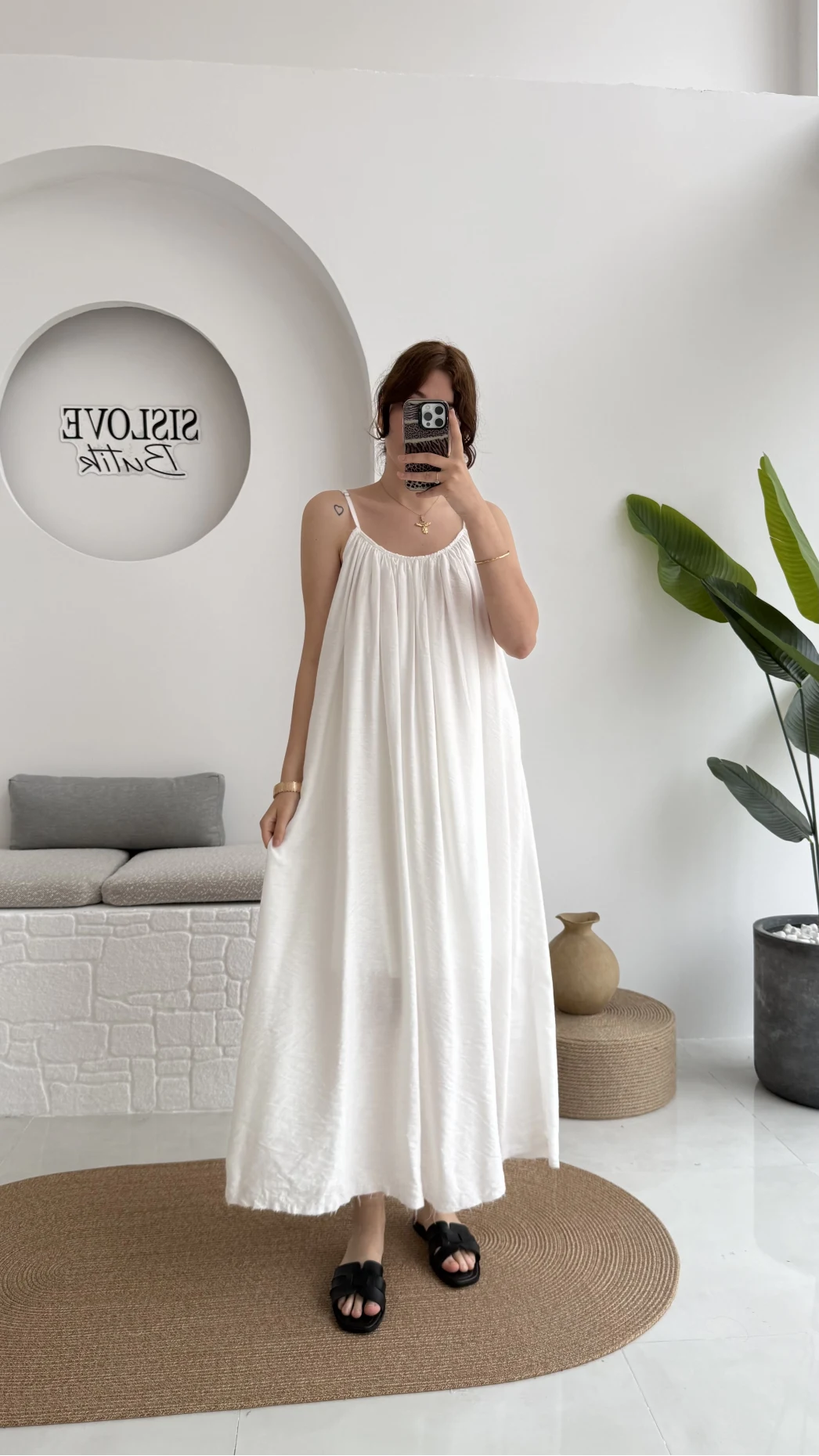 Ru Dökümlü Viskon Elbise - Kırık Beyaz - 3013