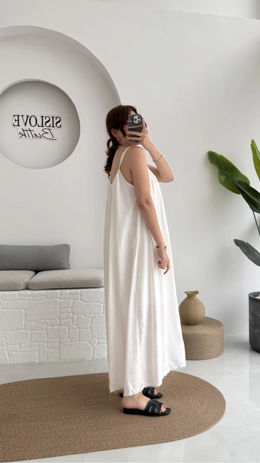 Ru Dökümlü Viskon Elbise - Kırık Beyaz - 3013