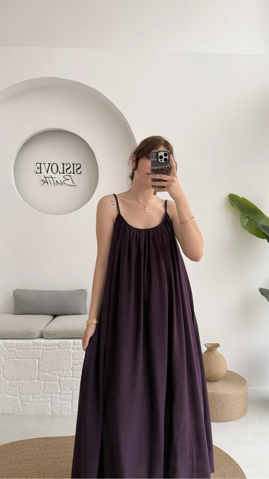 Ru Dökümlü Viskon Elbise - Mürdüm - 3013