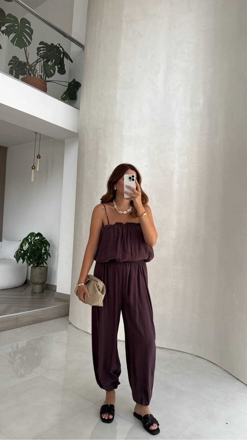 Ruby Askılı Balon Bluz Şalvar Pantolon Takım - Mürdüm - Kod: 581171