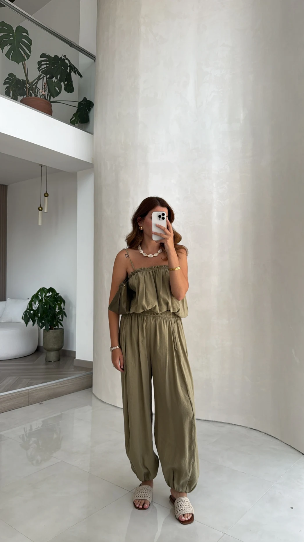 Ruby Askılı Balon Bluz Şalvar Pantolon Takım - Yeşil - Kod: 581171