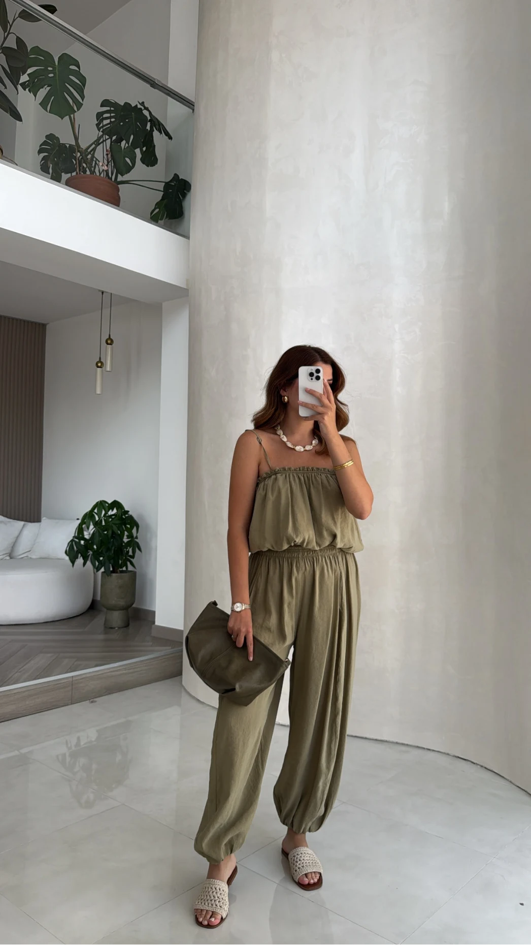 Ruby Askılı Balon Bluz Şalvar Pantolon Takım - Yeşil - Kod: 581171