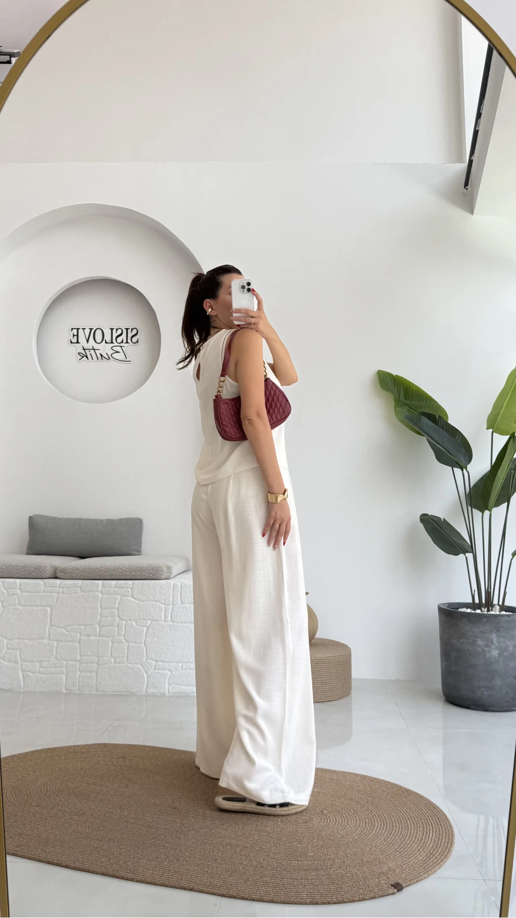 Ruby Sıfır Kol Bluz Pantolon Takım - Ekru - 7143