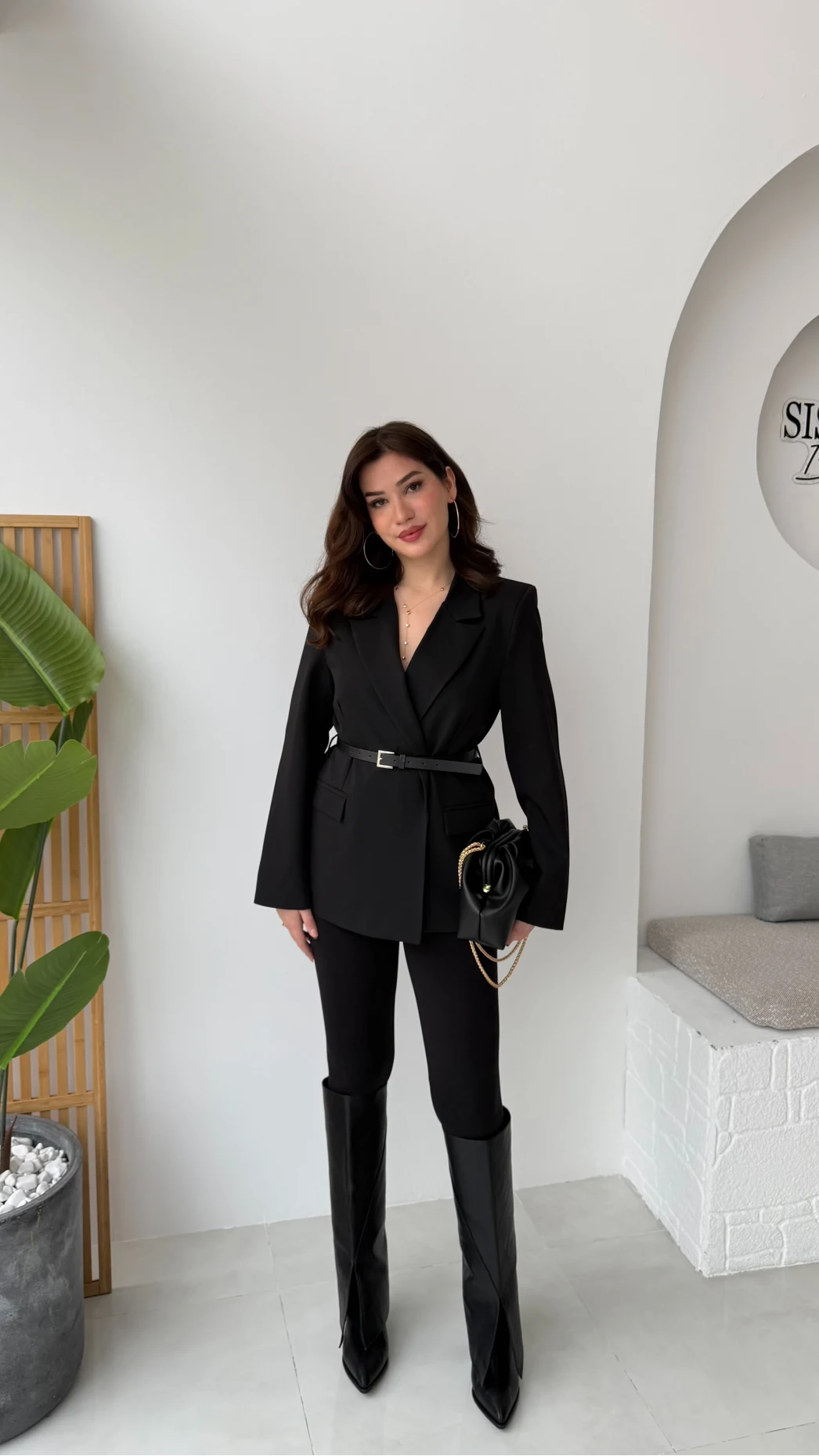 Rupert Kemerli Poliviskon Ceket - Siyah - Kod: 9700