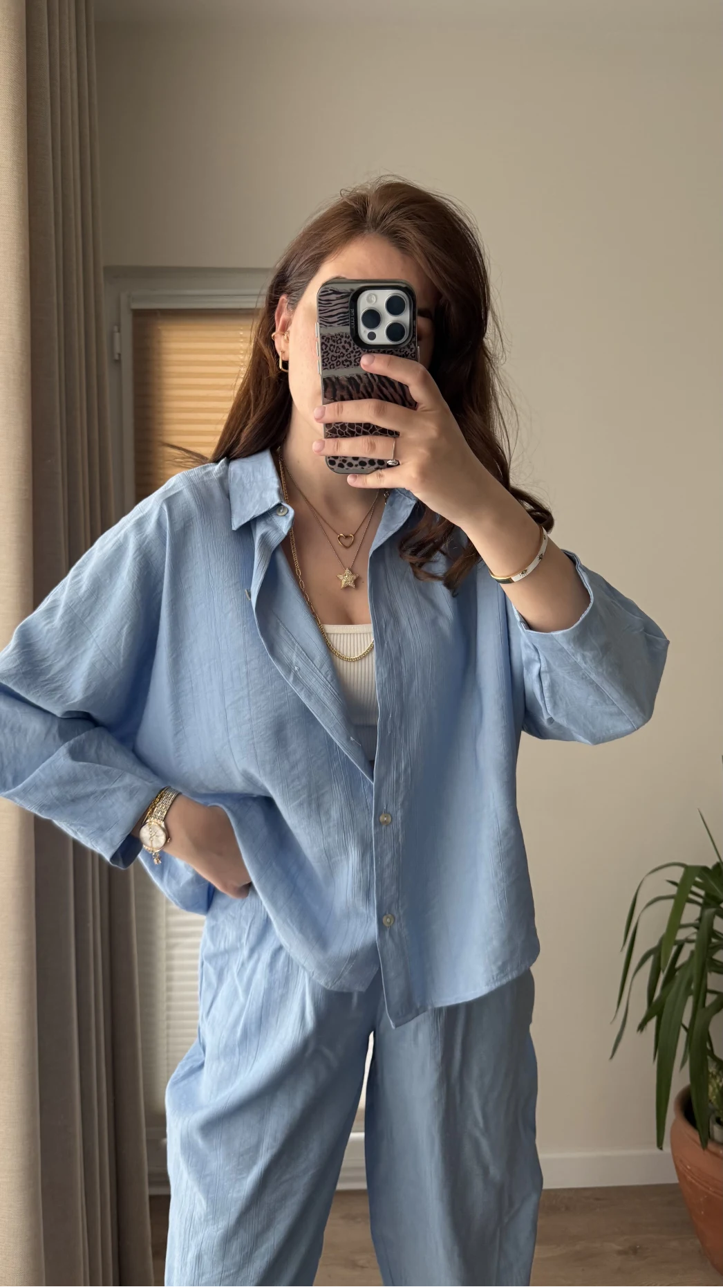 Rüya Gömlek Pantolon Takım Mavi