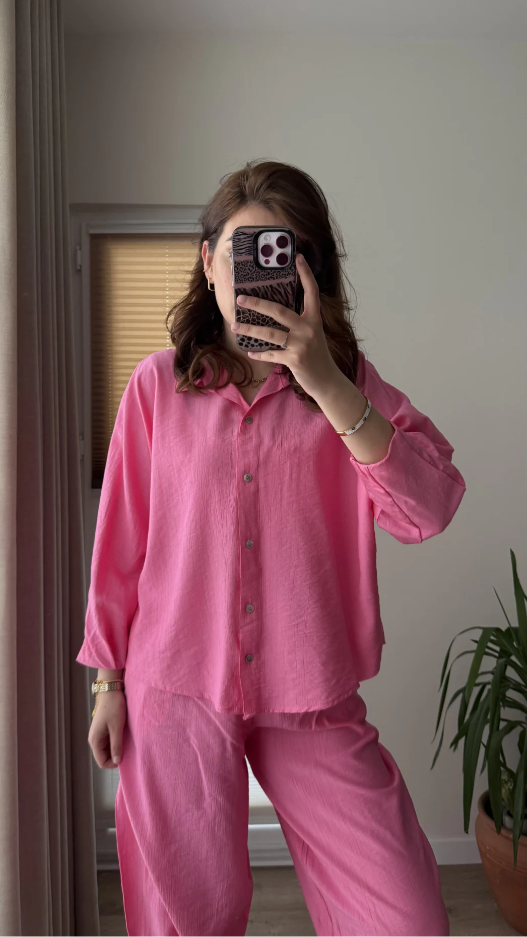 Rüya Gömlek Pantolon Takım Pembe