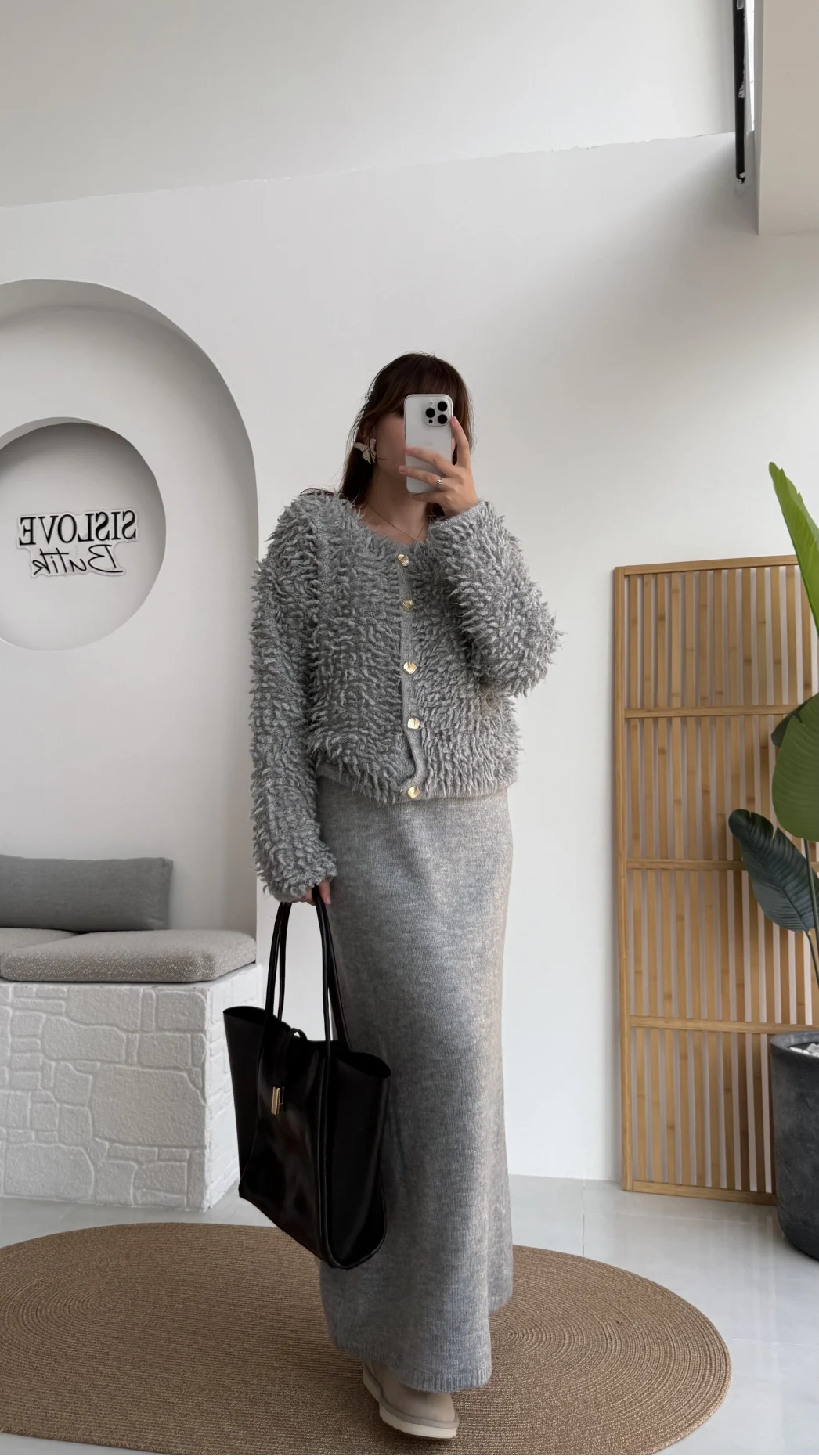 Saçaklı Hırka Elbise Takım - Gri - Kod: 9062-9063