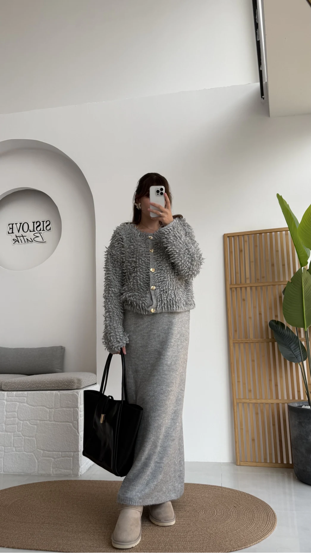 Saçaklı Hırka Elbise Takım - Gri - Kod: 9062-9063