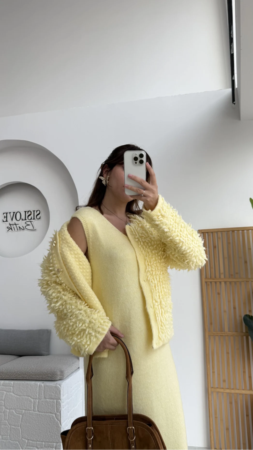 Saçaklı Hırka Elbise Takım - Sarı - Kod: 9062-9063