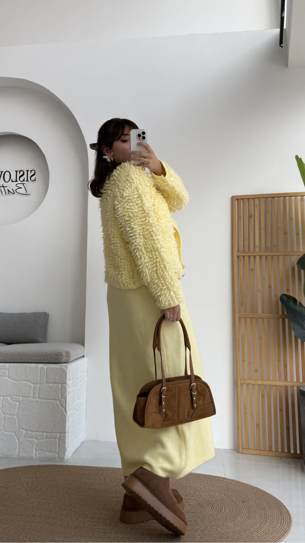 Saçaklı Hırka Elbise Takım - Sarı - Kod: 9062-9063