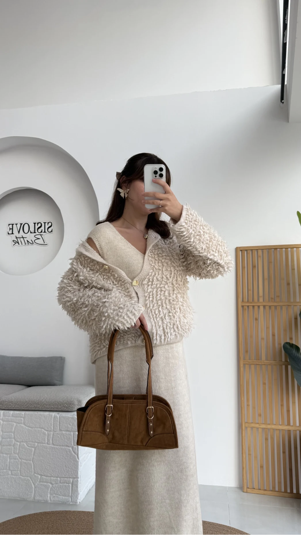 Saçaklı Hırka Elbise Takım - Taş - Kod: 9062-9063