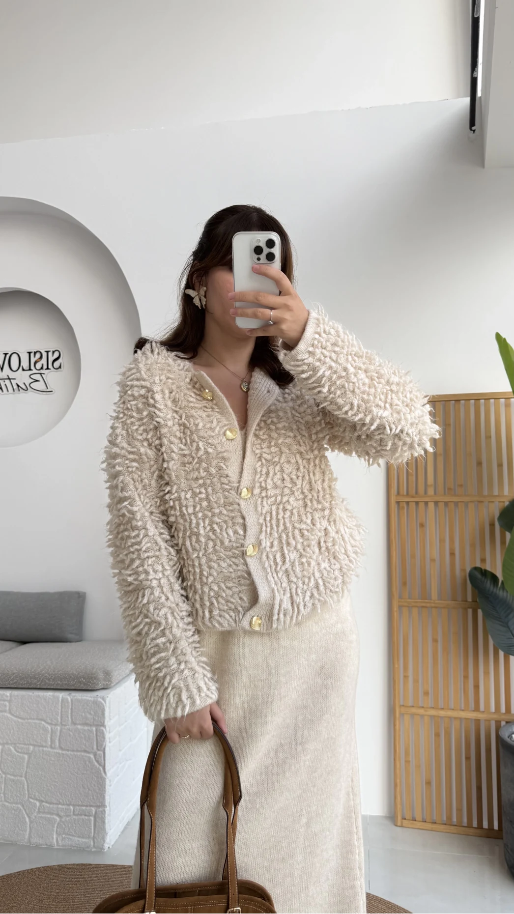 Saçaklı Hırka Elbise Takım - Taş - Kod: 9062-9063