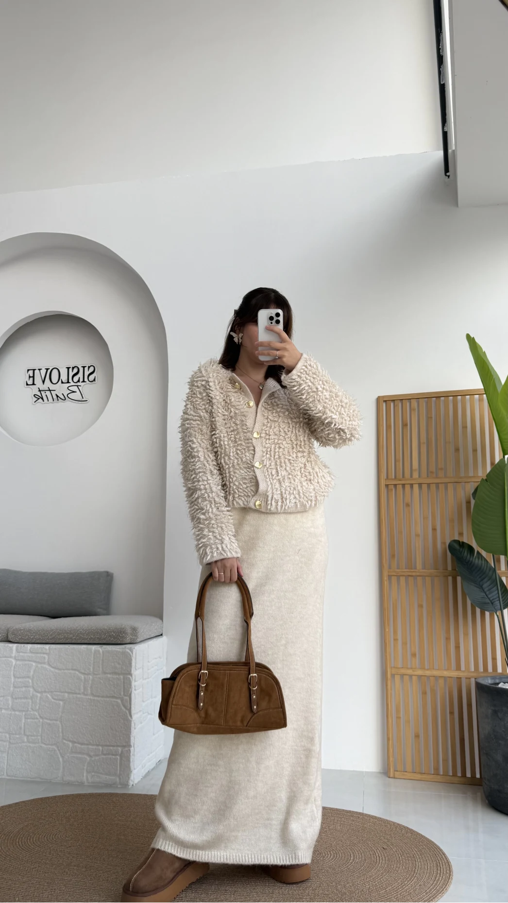 Saçaklı Hırka Elbise Takım - Taş - Kod: 9062-9063