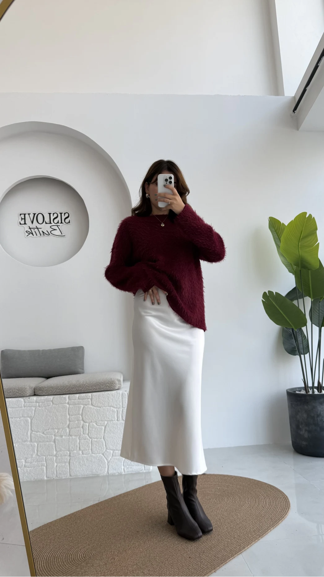 Sadie Midi Saten Etek - Beyaz - Kod: 5014