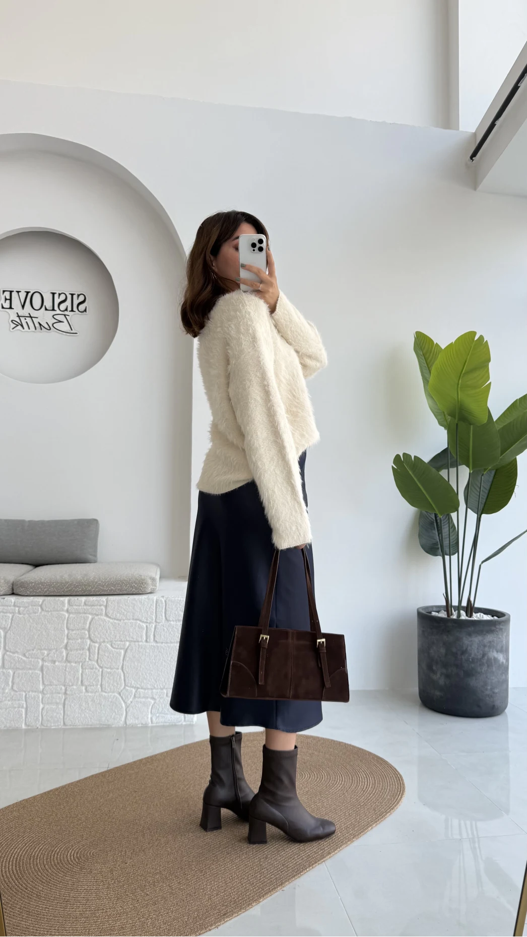 Sadie Midi Saten Etek - Lacivert - Kod: 5014