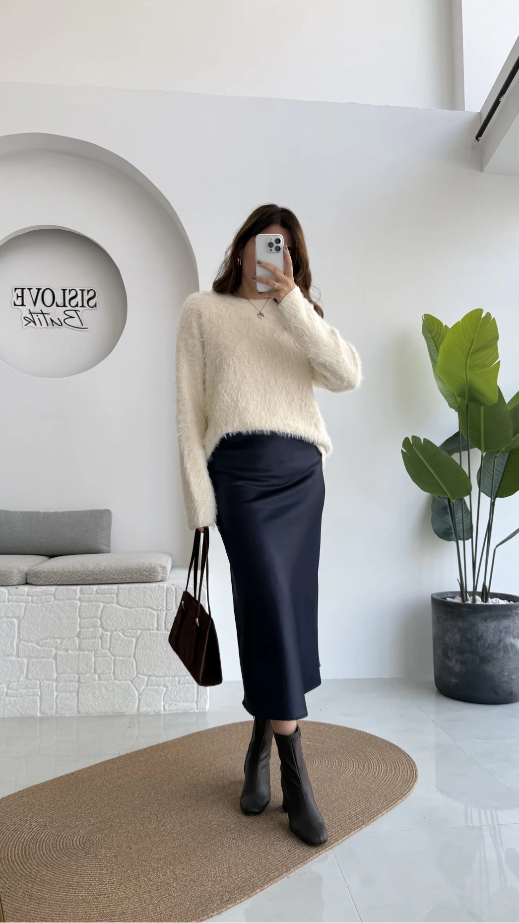 Sadie Midi Saten Etek - Lacivert - Kod: 5014