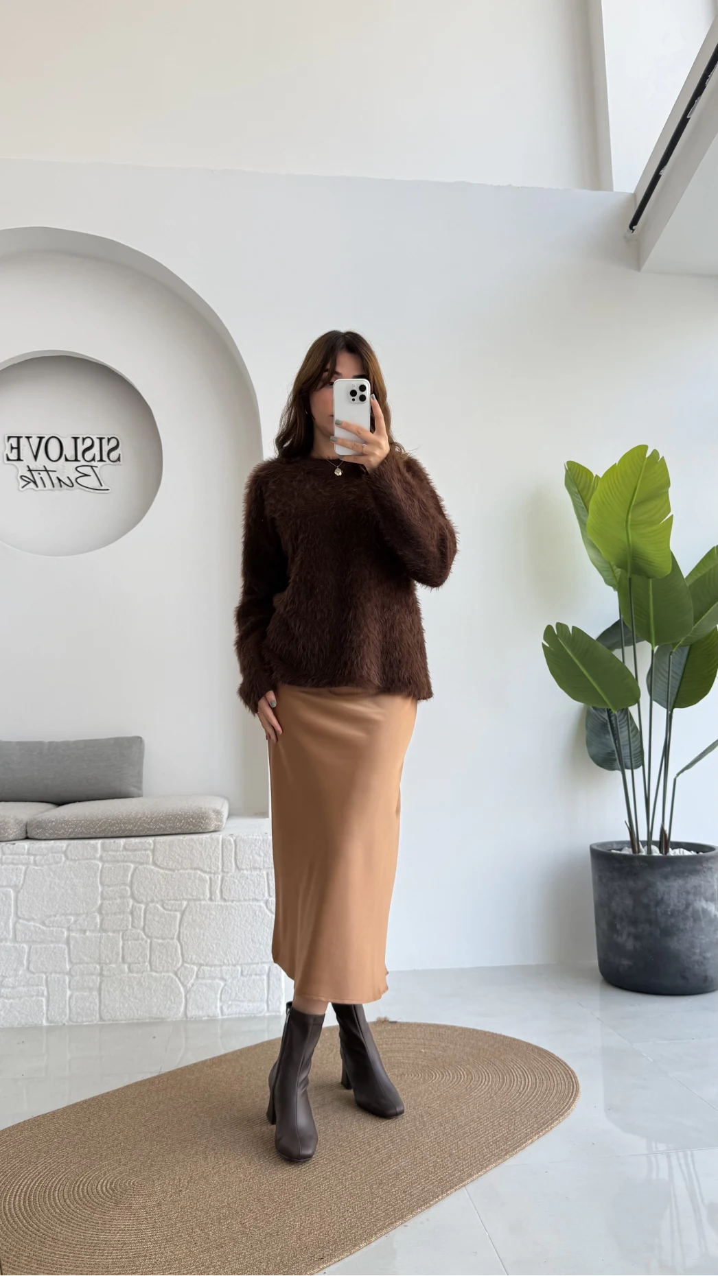 Sadie Midi Saten Etek - Taba - Kod: 5014