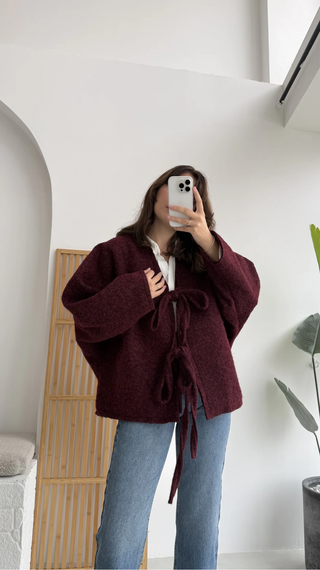 Sakallı Kaşe Tasarım Ceket Bordo