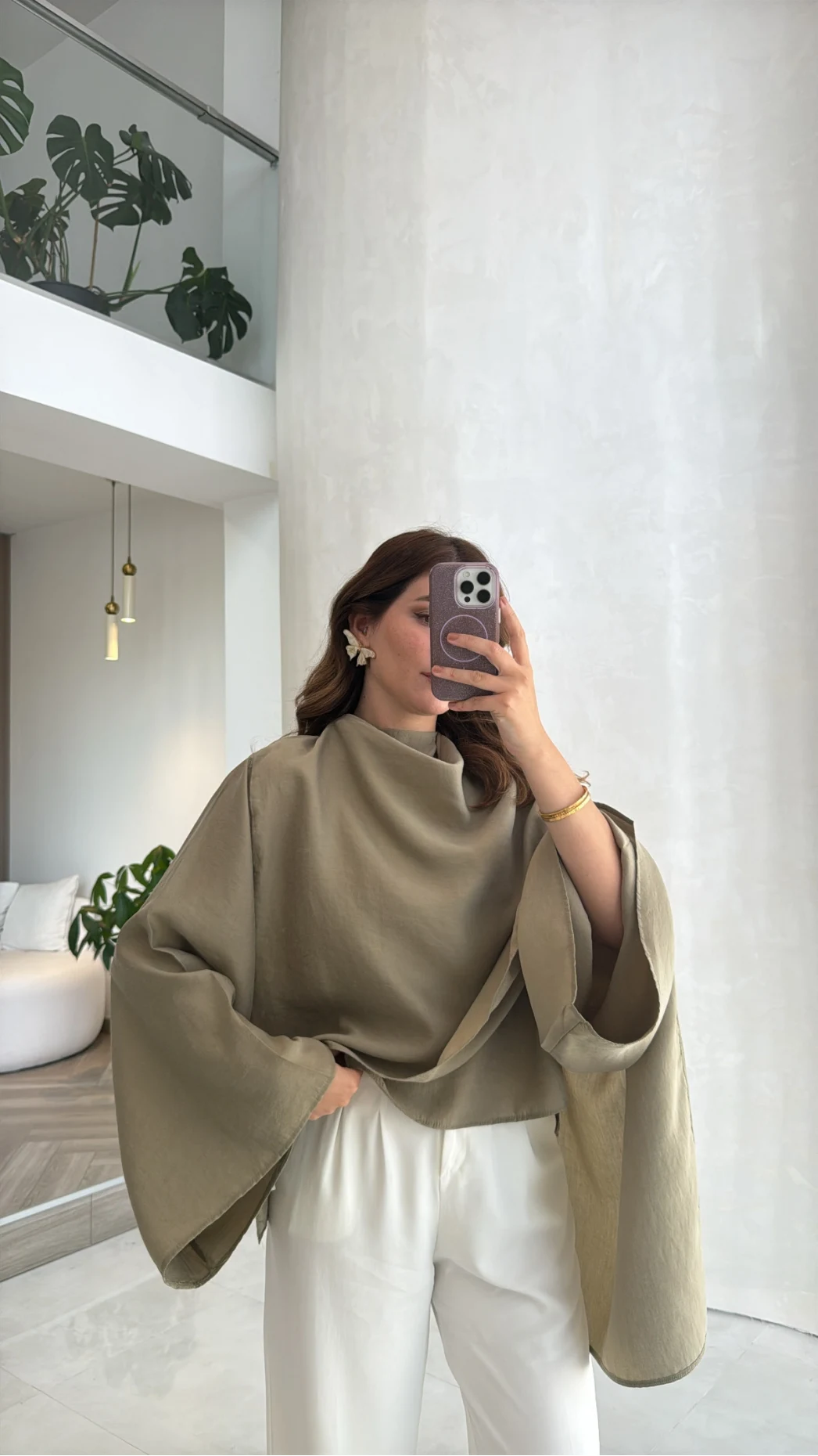 Şal Detay Bluz - Olive - Kod: 5541