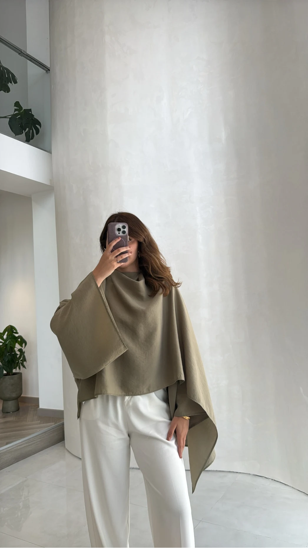 Şal Detay Bluz - Olive - Kod: 5541