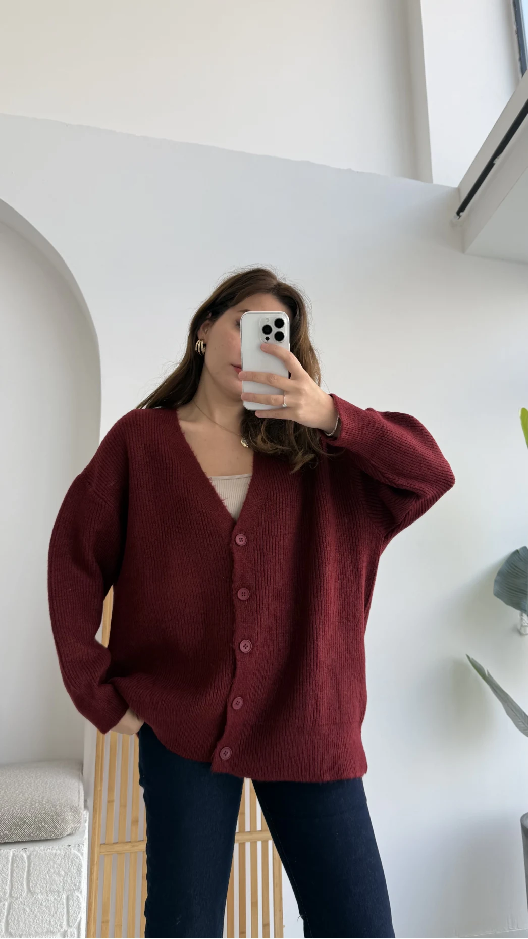 Salaş Hırka Bordo Kod: 9043