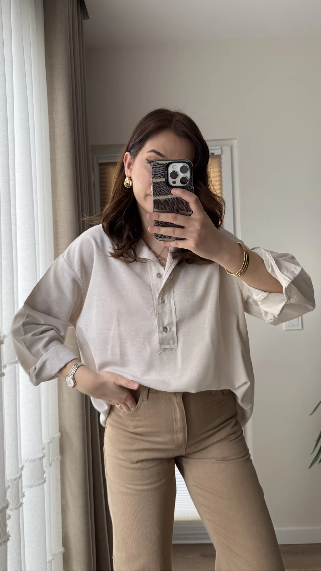 Salaş Keten Bluz - Taş