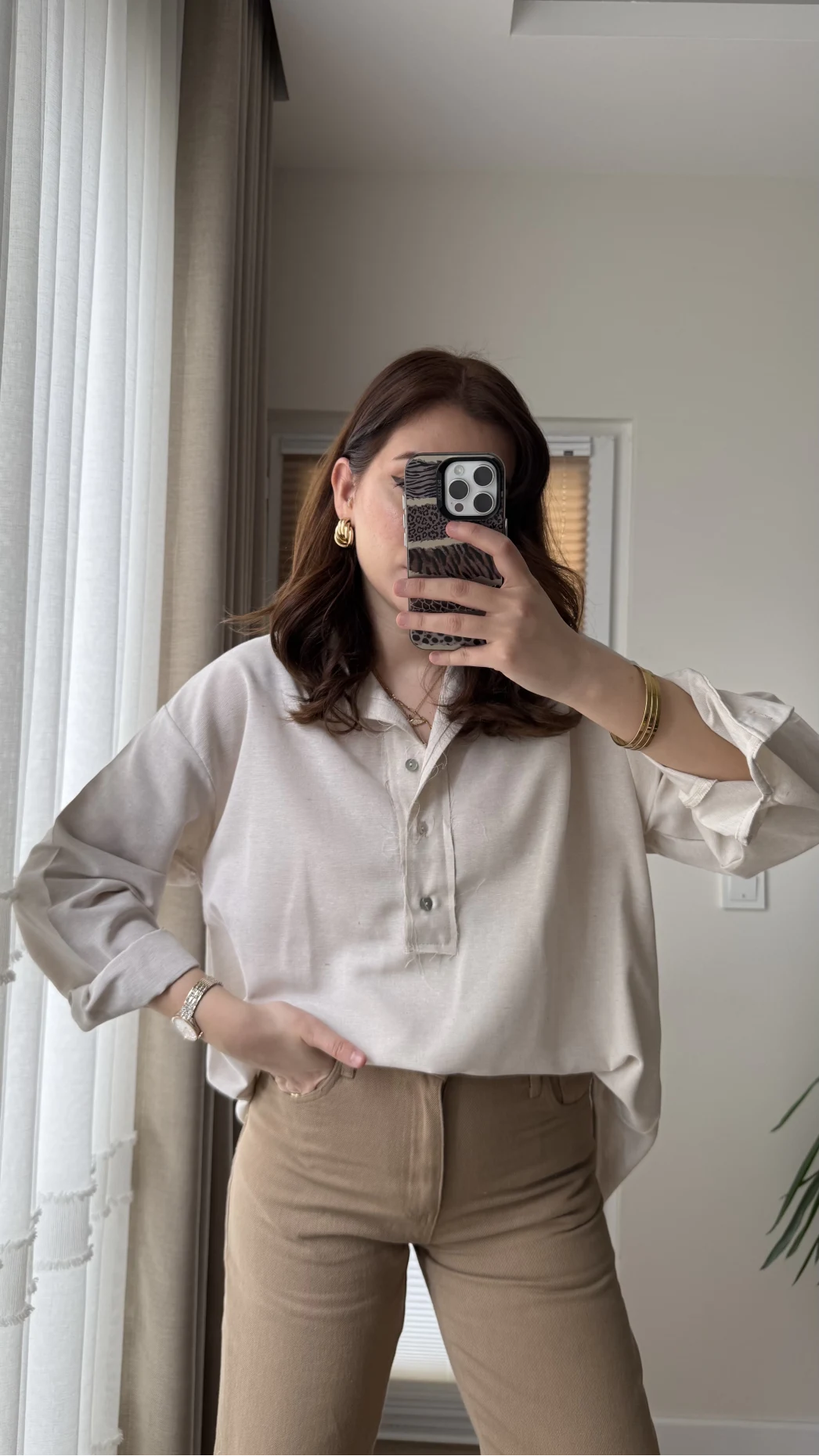 Salaş Keten Bluz - Taş