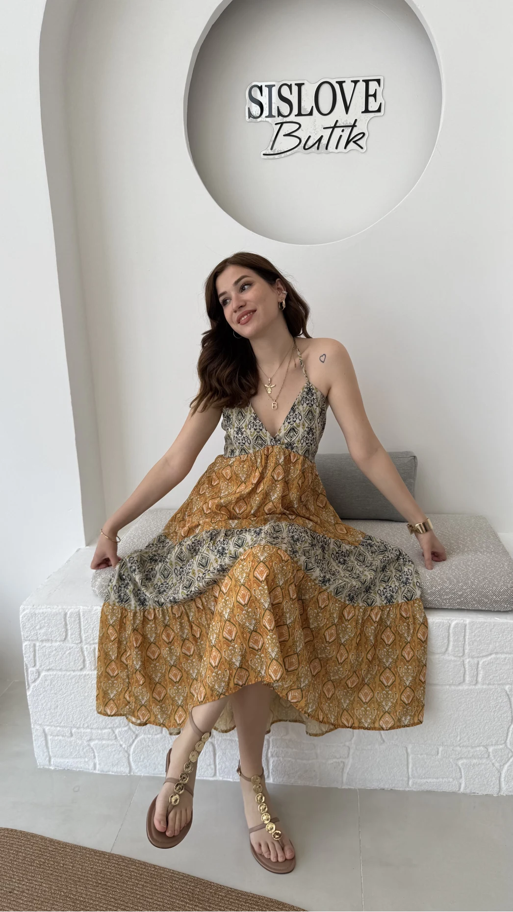 Samba Etnik Desenli Elbise 2620