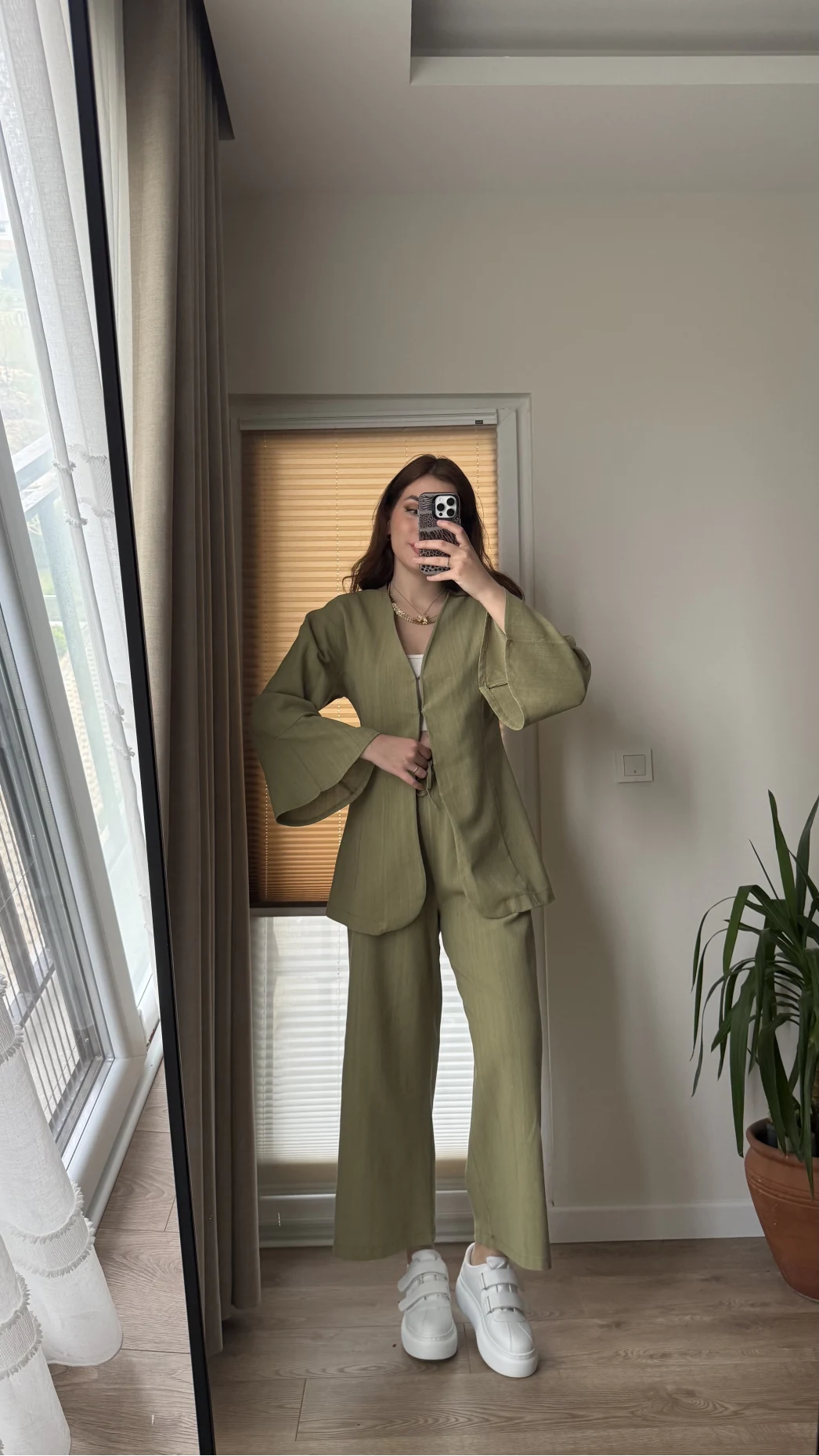 Sarah Önden Klipsli Ceket Takım - Haki