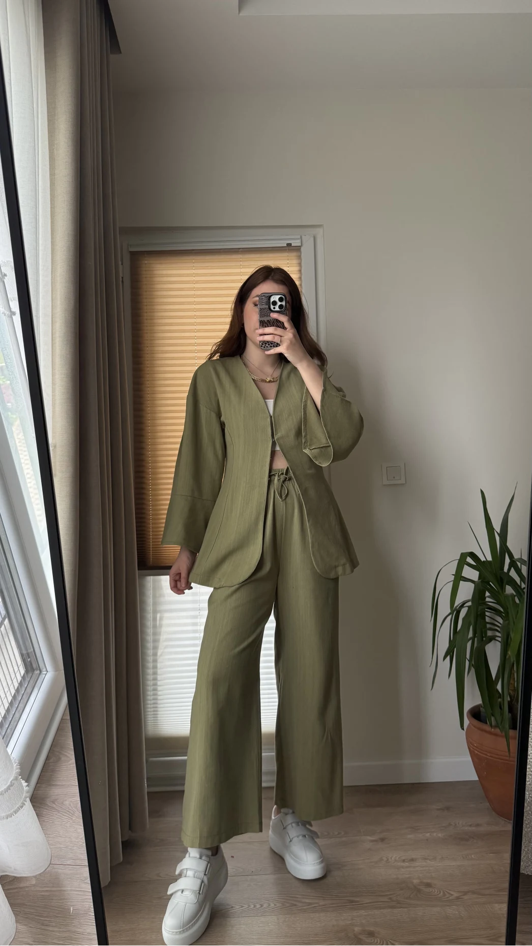 Sarah Önden Klipsli Ceket Takım - Haki