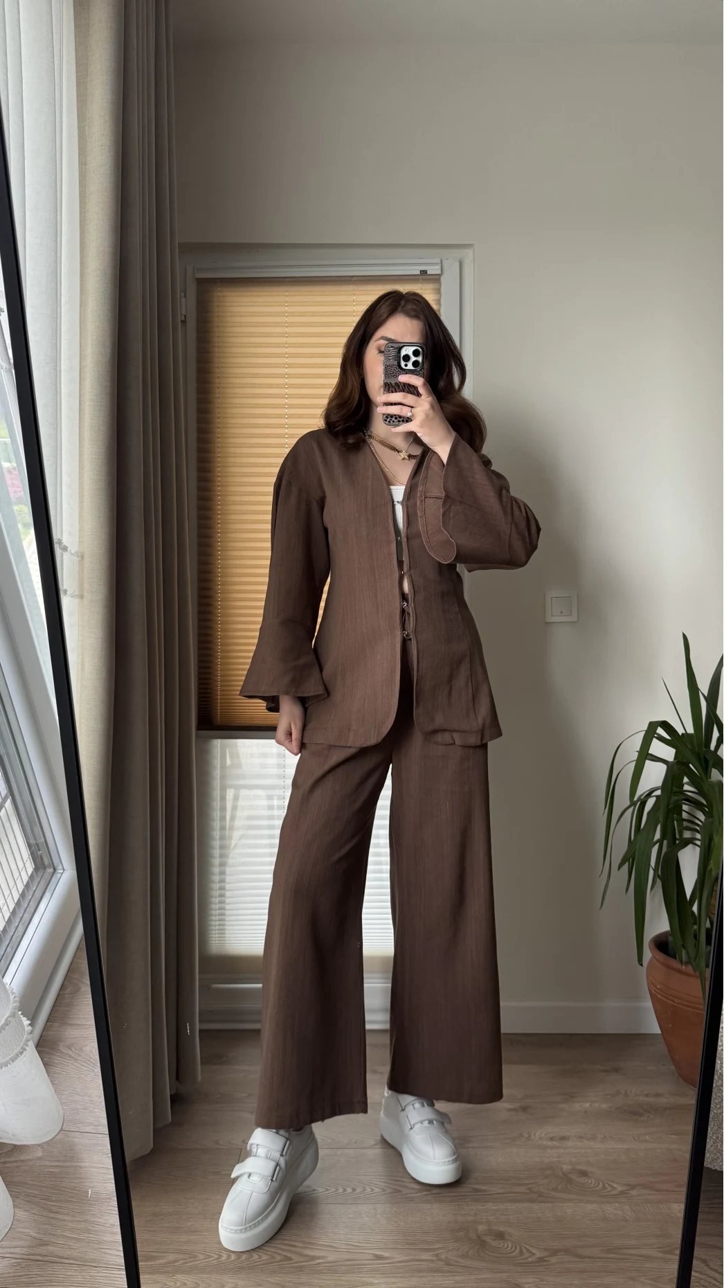 Sarah Önden Klipsli Ceket Takım - Kahve