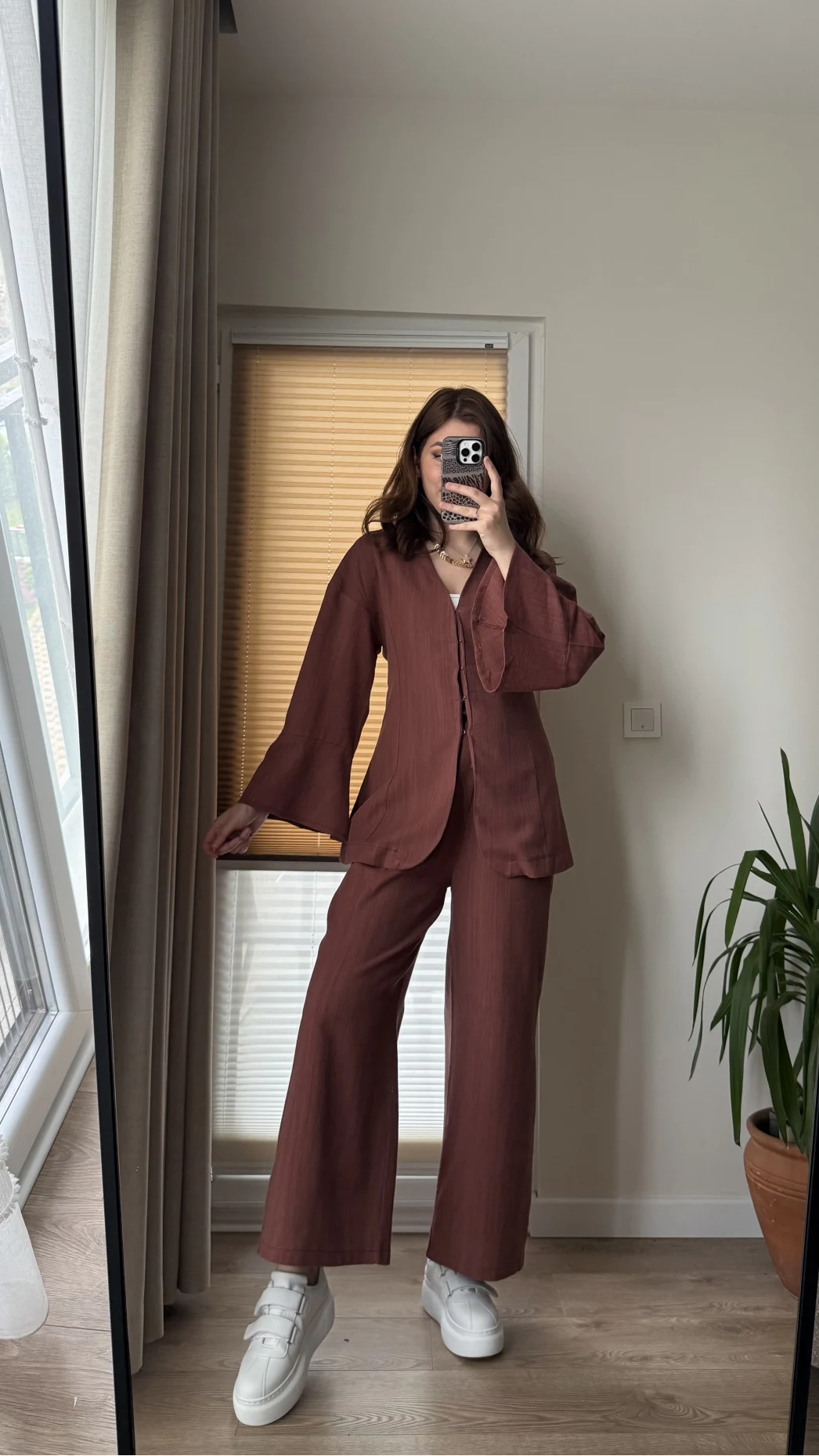 Sarah Önden Klipsli Ceket Takım - Kiremit
