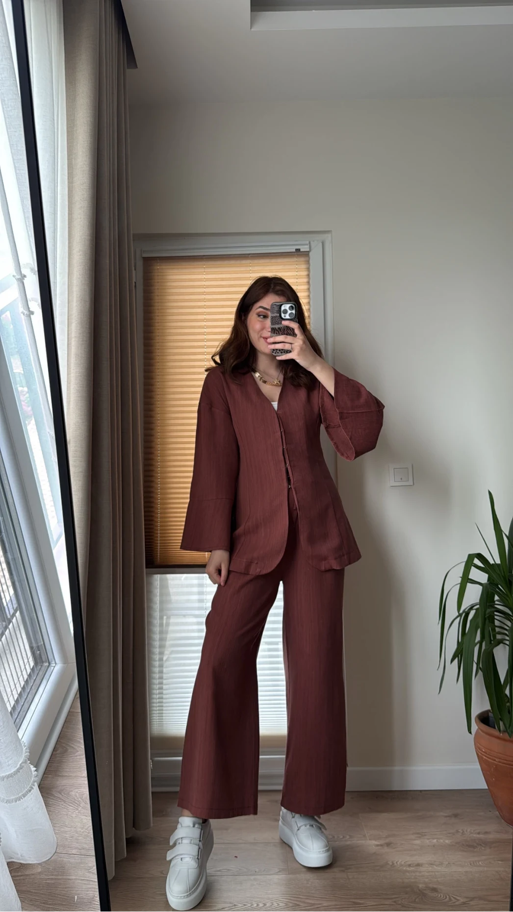 Sarah Önden Klipsli Ceket Takım - Kiremit