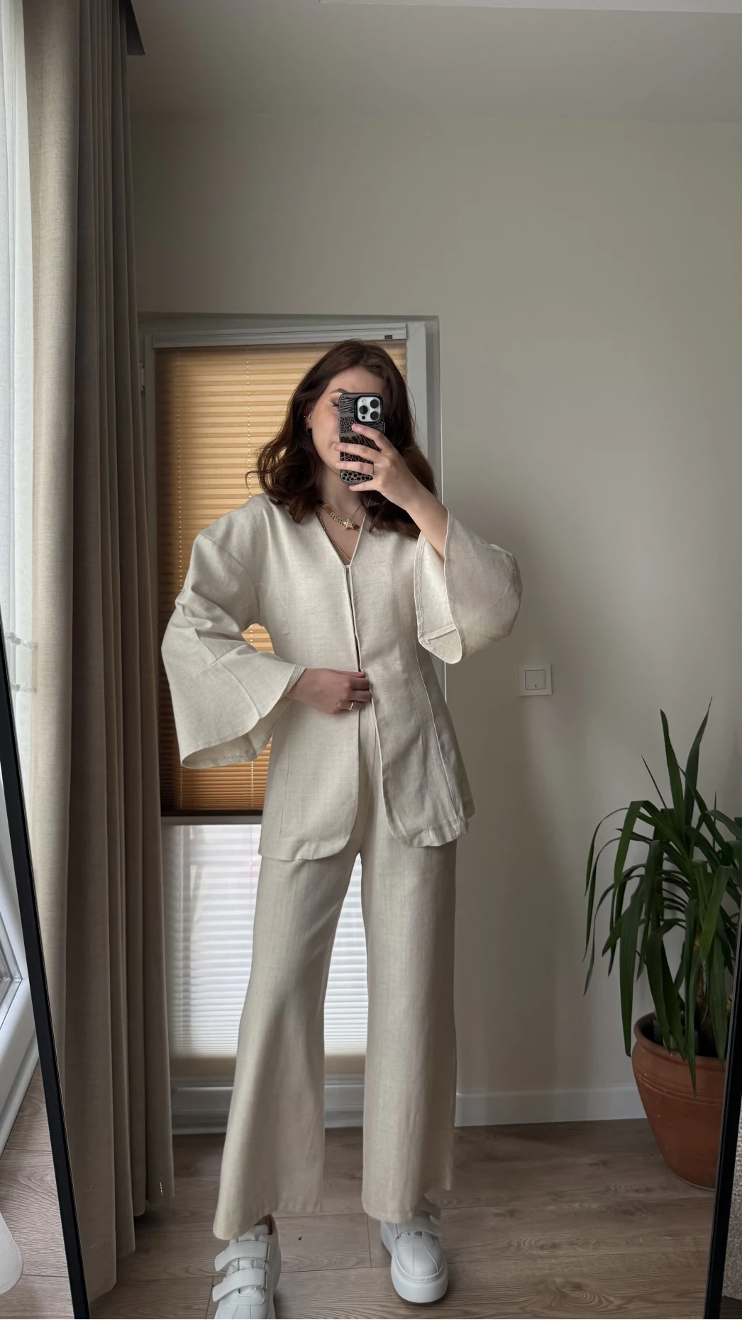 Sarah Önden Klipsli Ceket Takım - Taş
