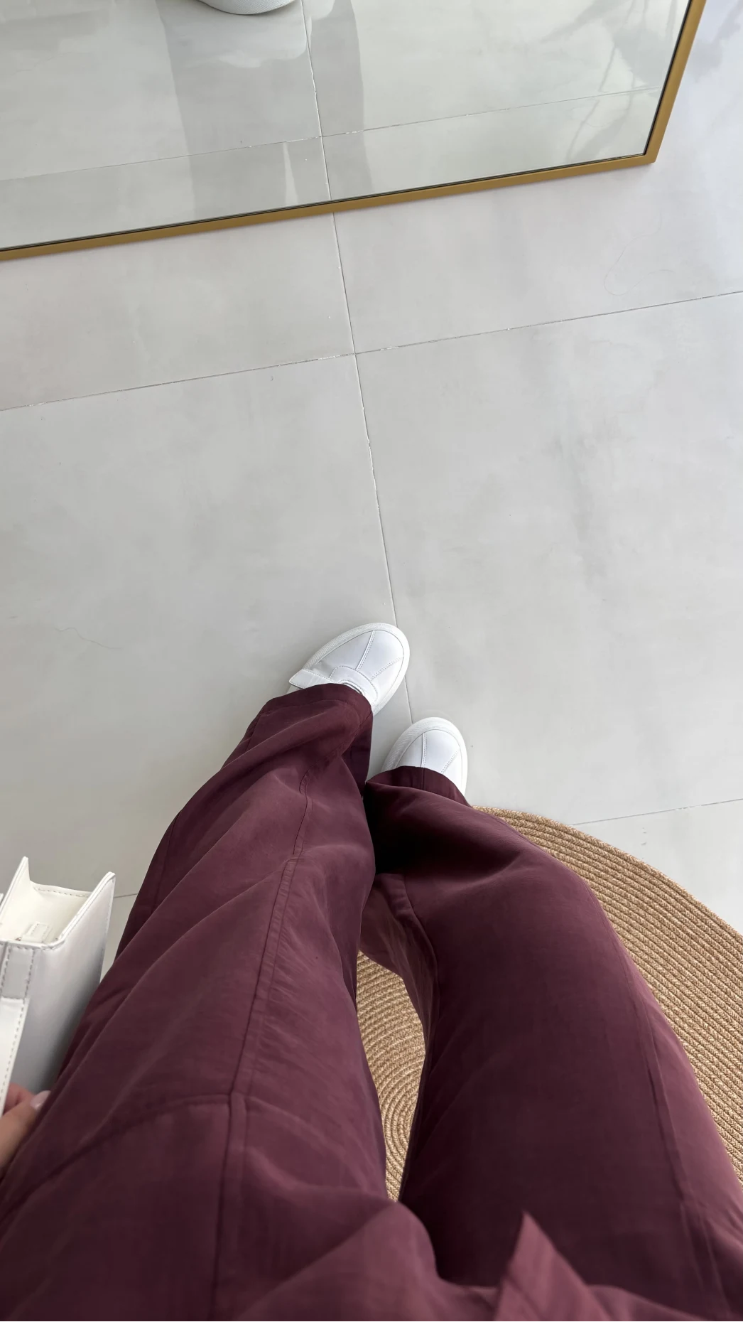 Saranda Beli Lastikli Bağlamalı Pantolon - Mürdüm - Kod: 51120