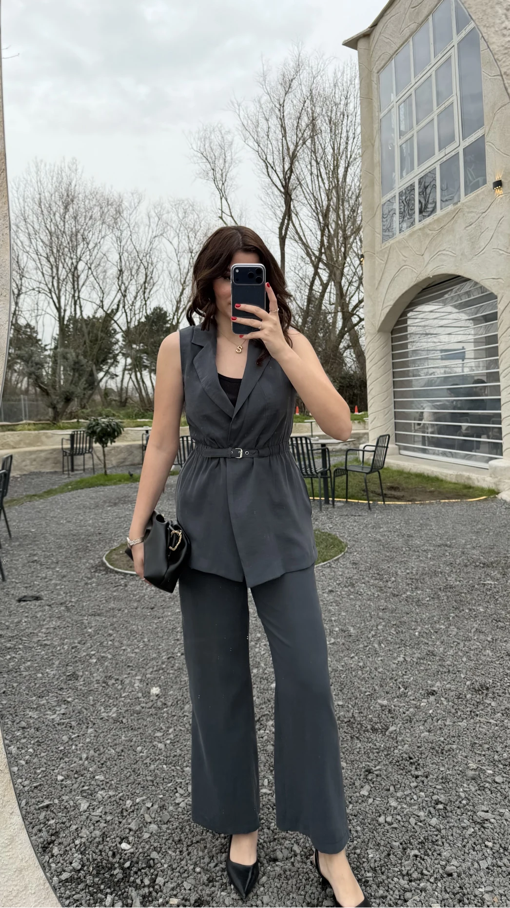 Sardinia Kemerli Yelek Pantolon Takım - Antrasit - Kod: 8019 4041