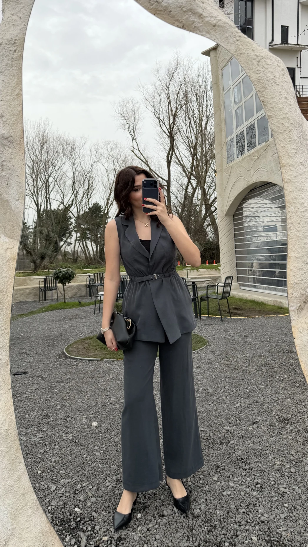 Sardinia Kemerli Yelek Pantolon Takım - Antrasit - Kod: 8019 4041