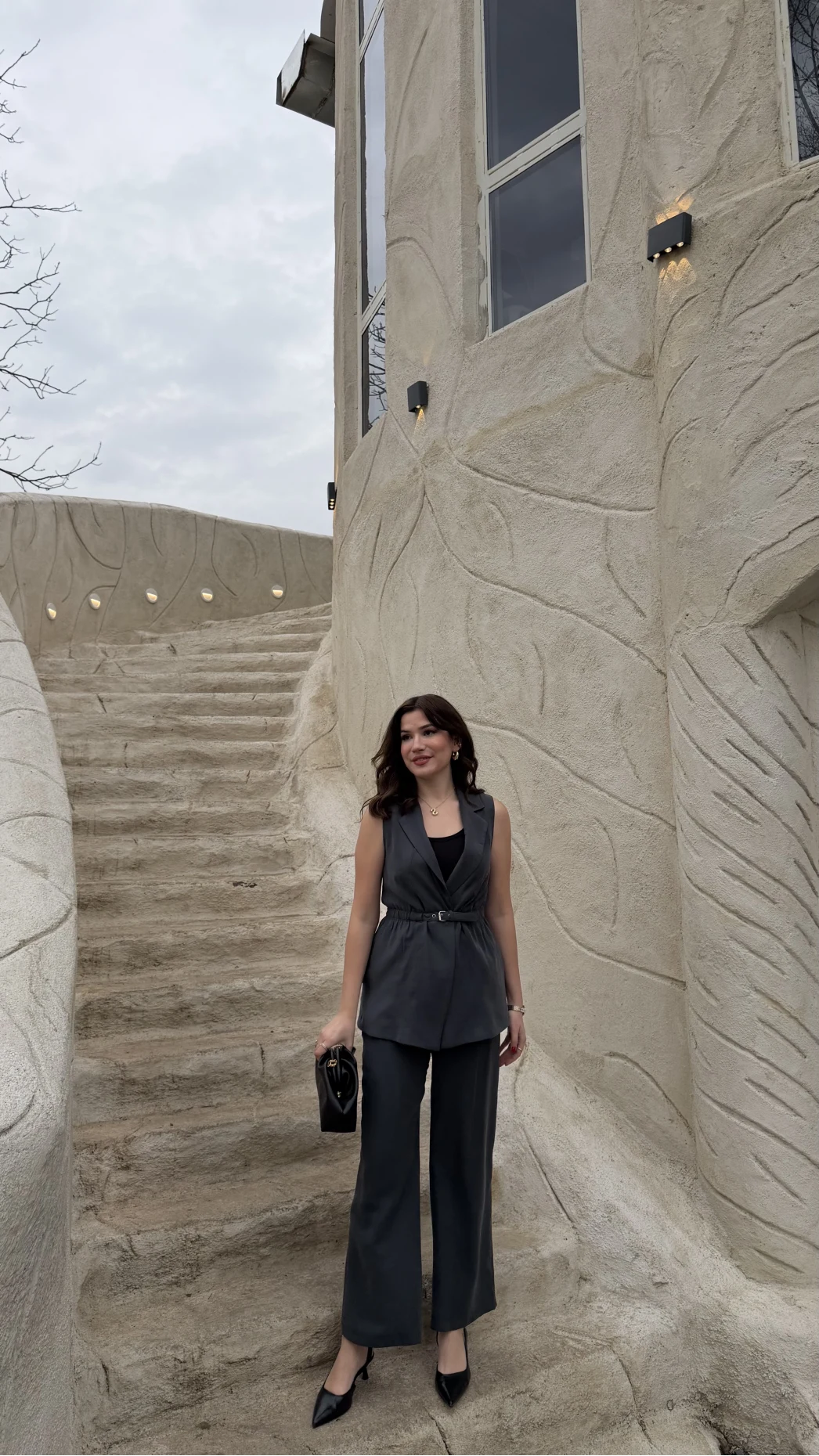 Sardinia Kemerli Yelek Pantolon Takım - Antrasit - Kod: 8019 4041