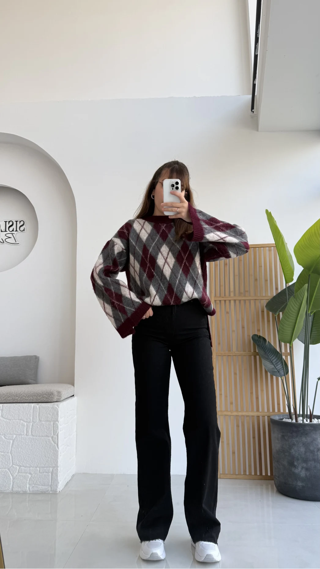 Şardon Baklavalı Kazak - Bordo - Kod: 04603